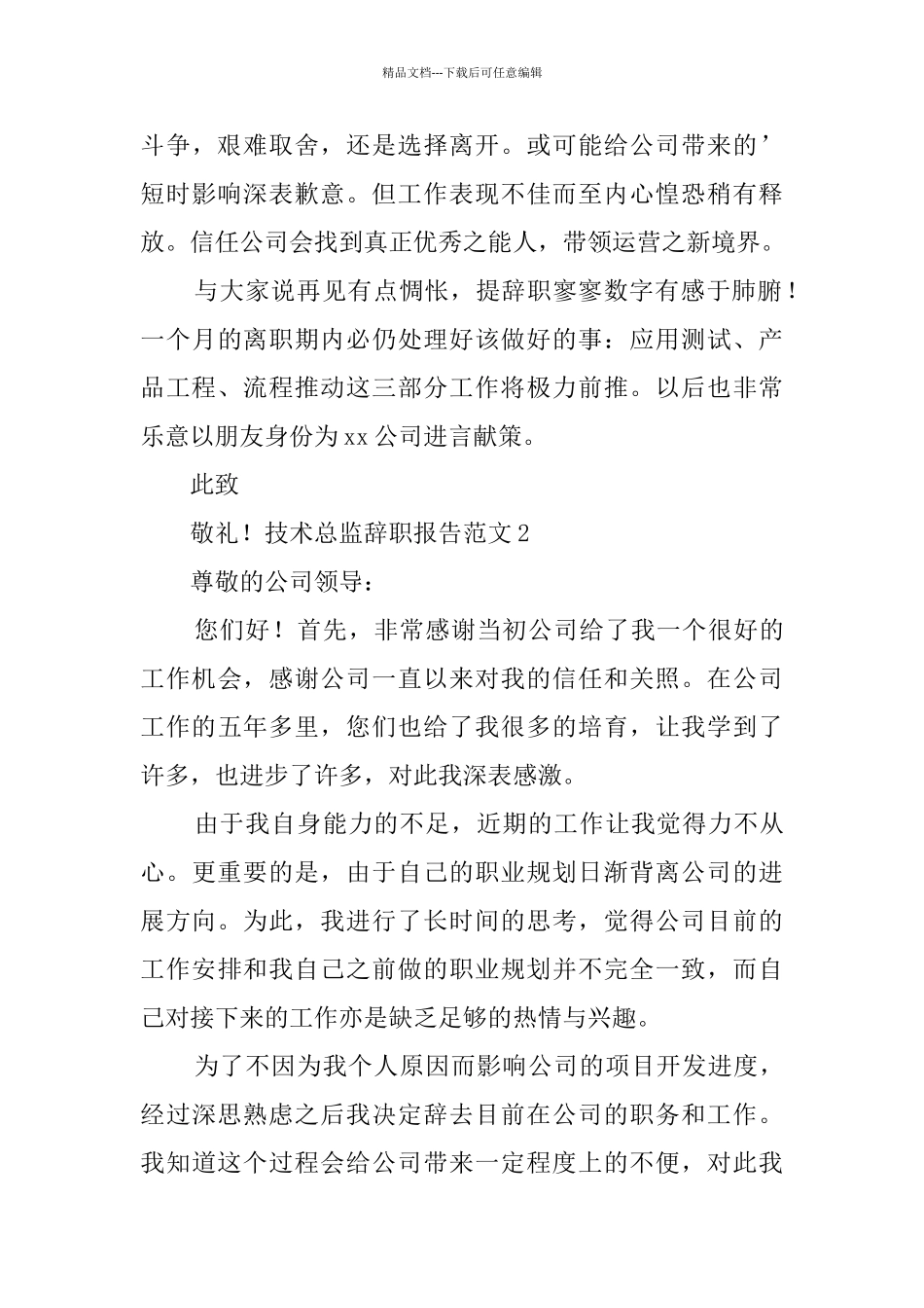 技术总监辞职报告范文_第2页