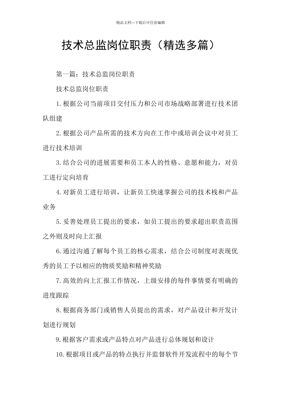 技术总监岗位职责(精选多篇)_第1页