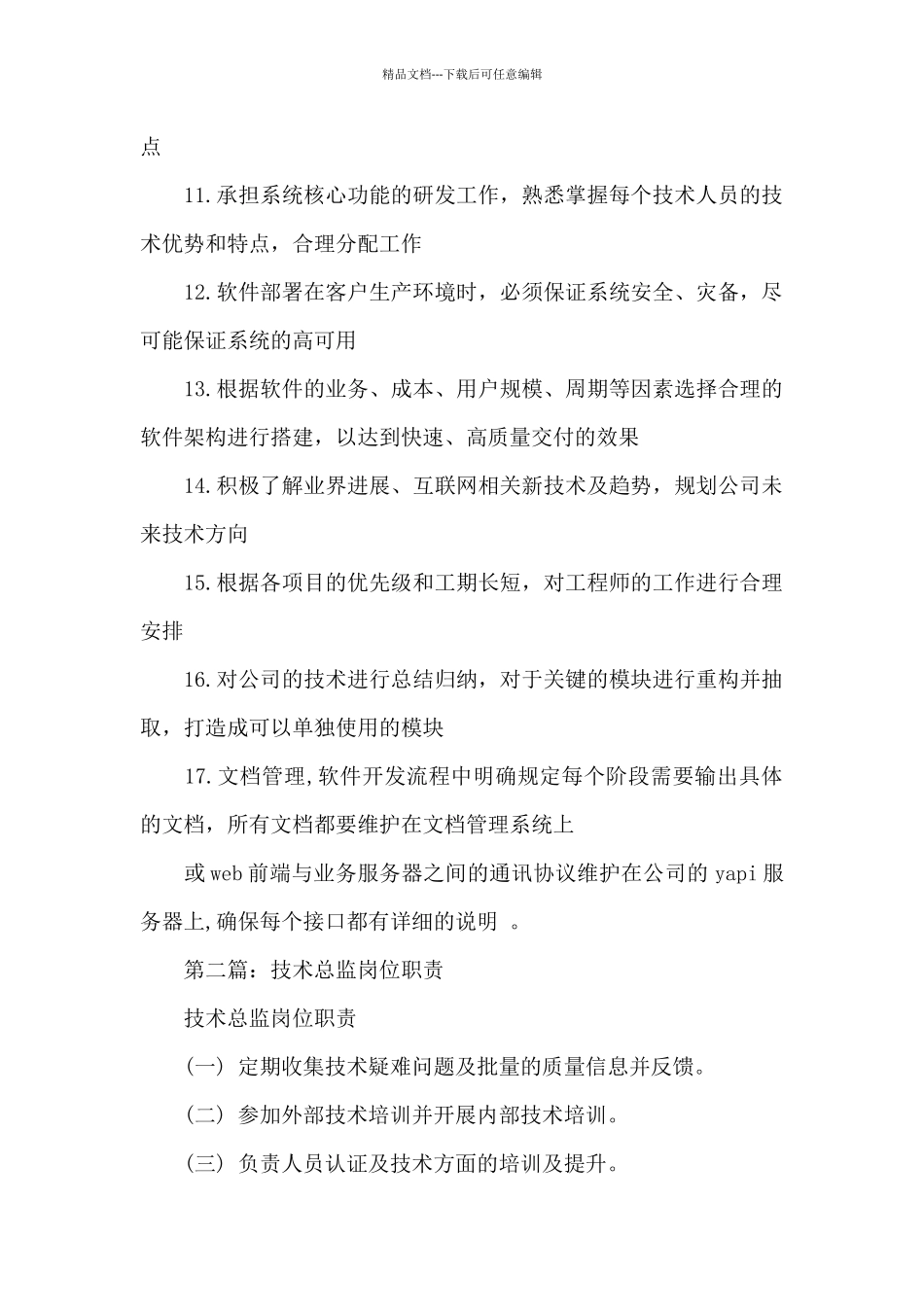 技术总监岗位职责(精选多篇)_第2页