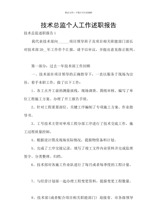 技术总监个人工作述职报告