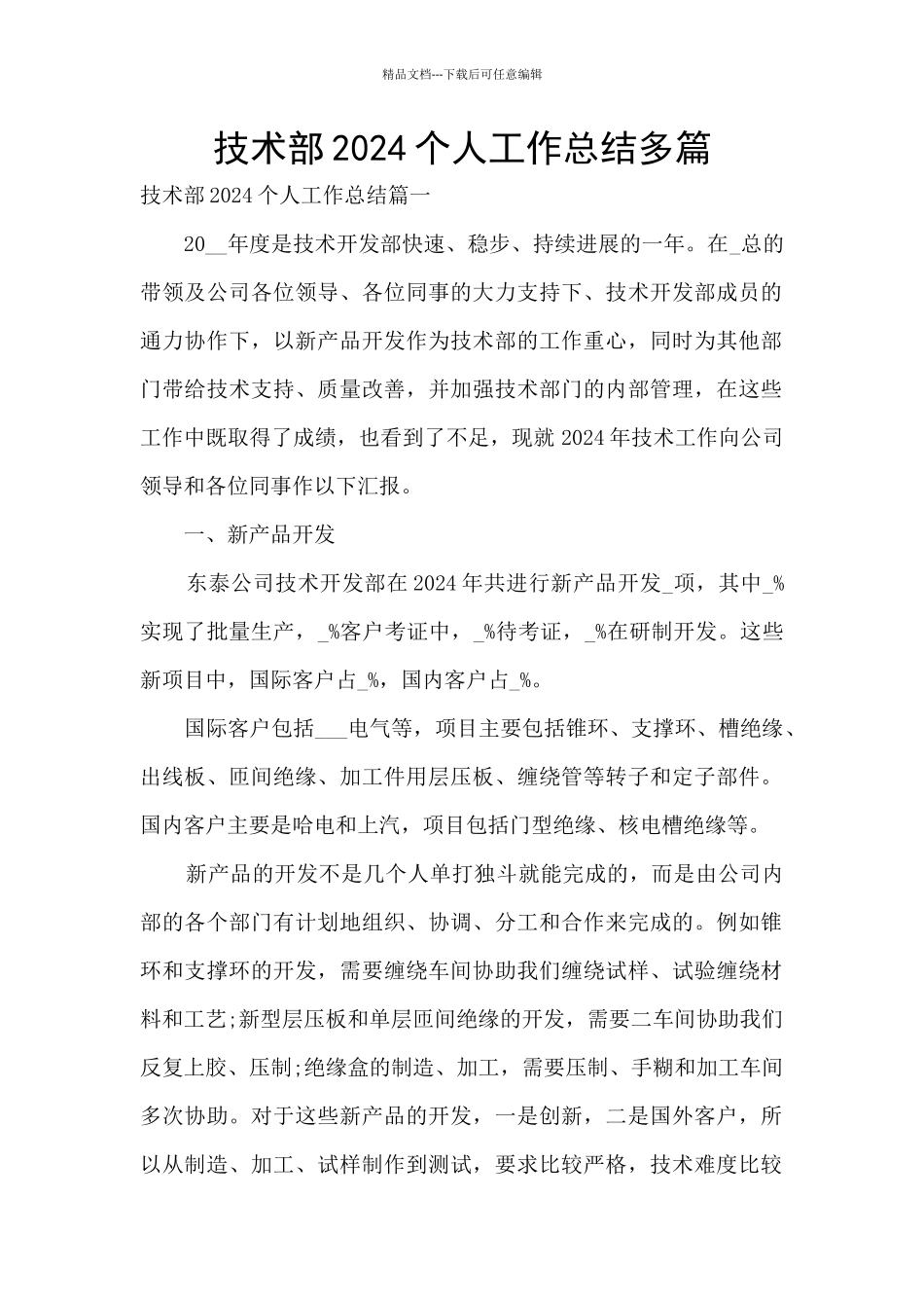 技术部2024个人工作总结多篇_第1页