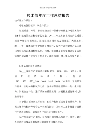 技术部年度工作总结报告