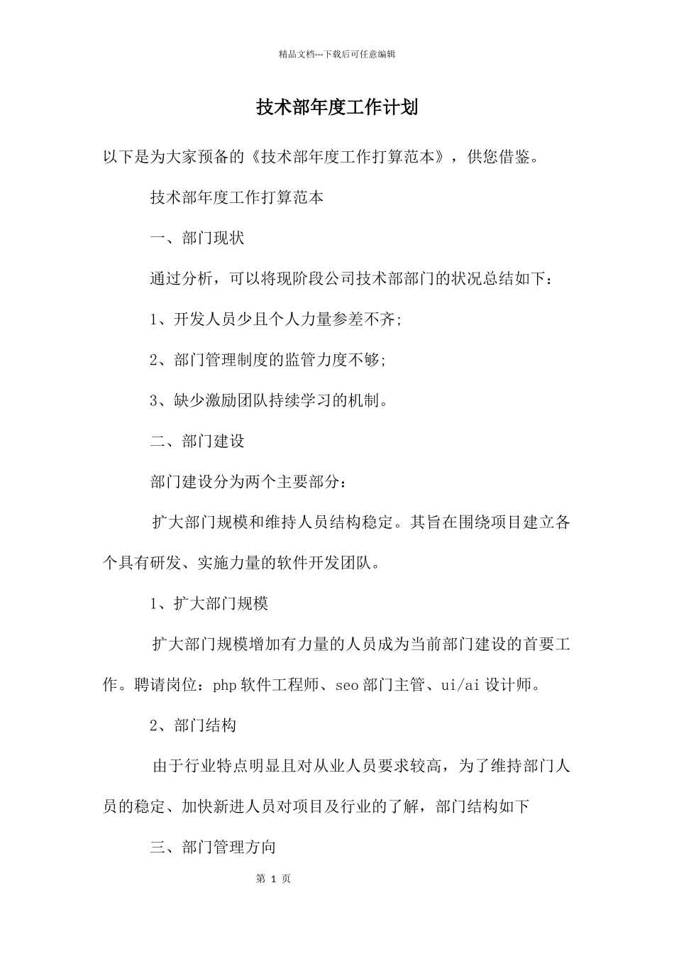 技术部年度工作计划2024_第1页