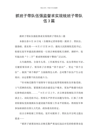 抓班子带队伍强监督求实效统班子带队伍3篇