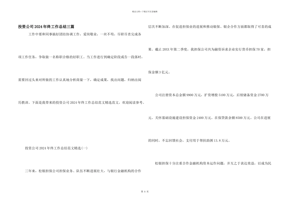 投资公司2024年终工作总结三篇_第1页