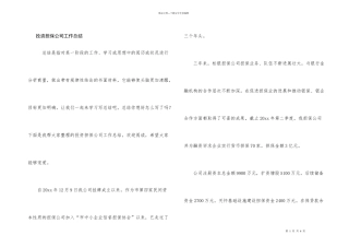 投资担保公司工作总结