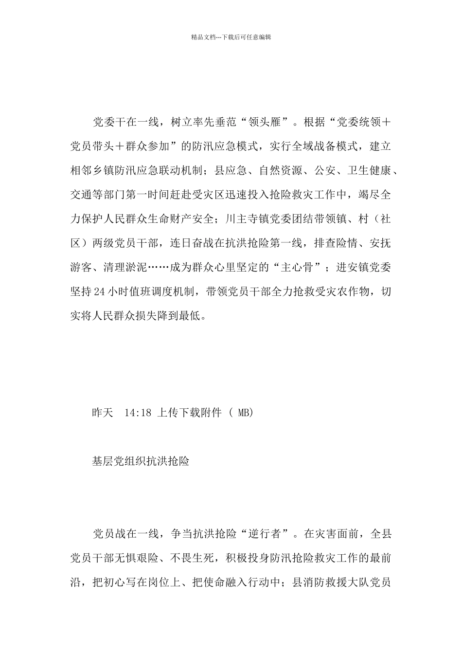 抗洪抢险一线党旗分外红经验总结汇报_第2页