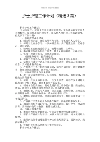 护士护理工作计划