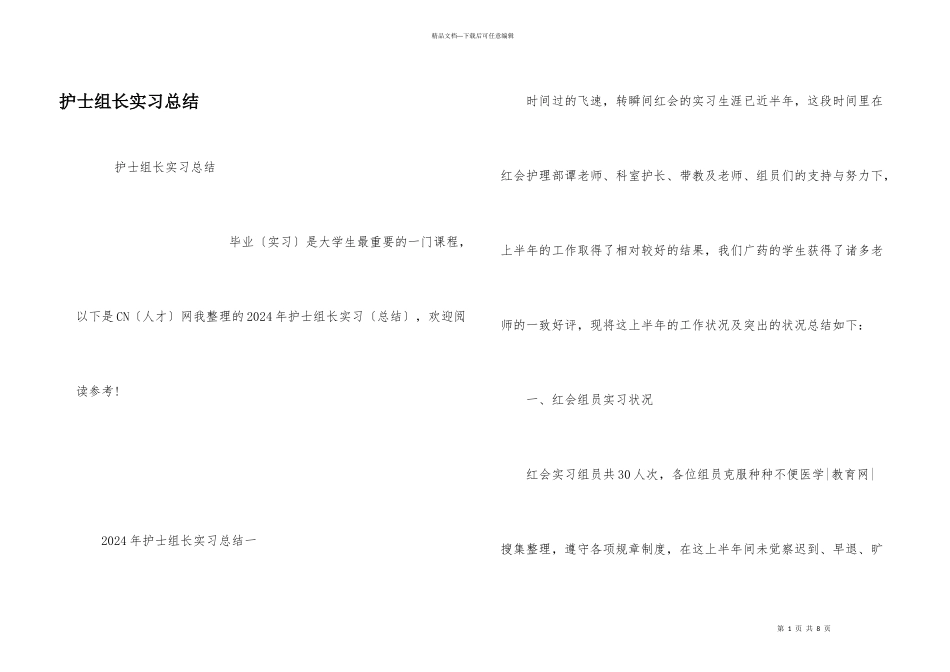 护士组长实习总结_第1页