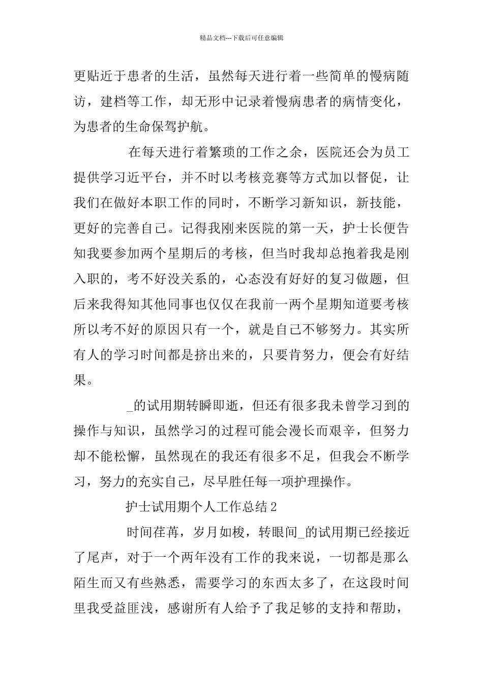 护士试用期个人工作总结范文精选5篇_第2页