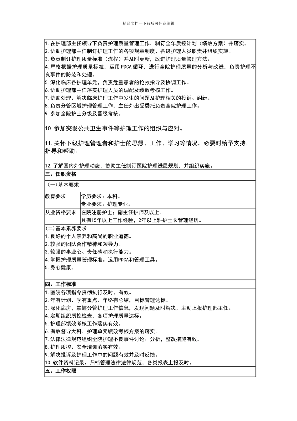 护理部主任岗位说明书_第3页