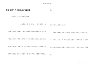 担保公司个人工作总结汇编四篇