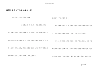 担保公司个人工作总结集合5篇