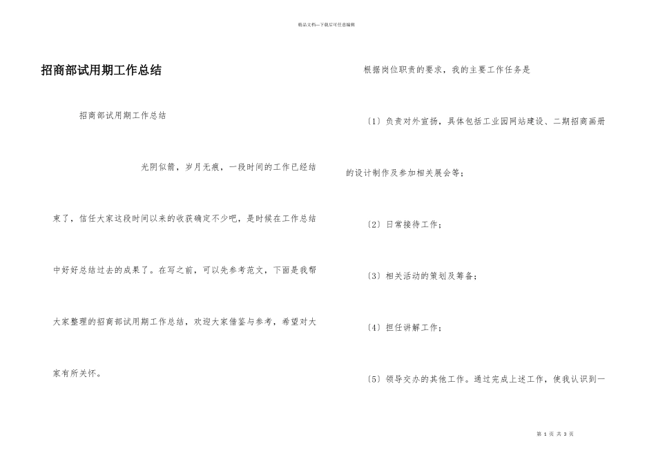 招商部试用期工作总结_第1页