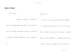 招标办工作总结