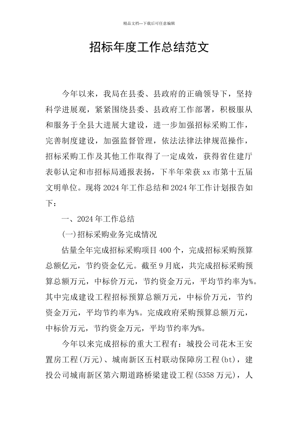 招标年度工作总结范文_第1页