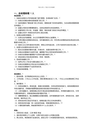 招聘岗位职责岗位要求描述