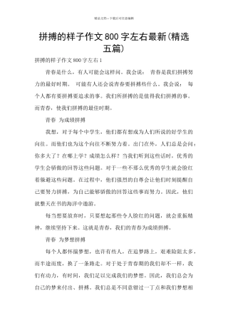 拼搏的样子作文800字左右最新