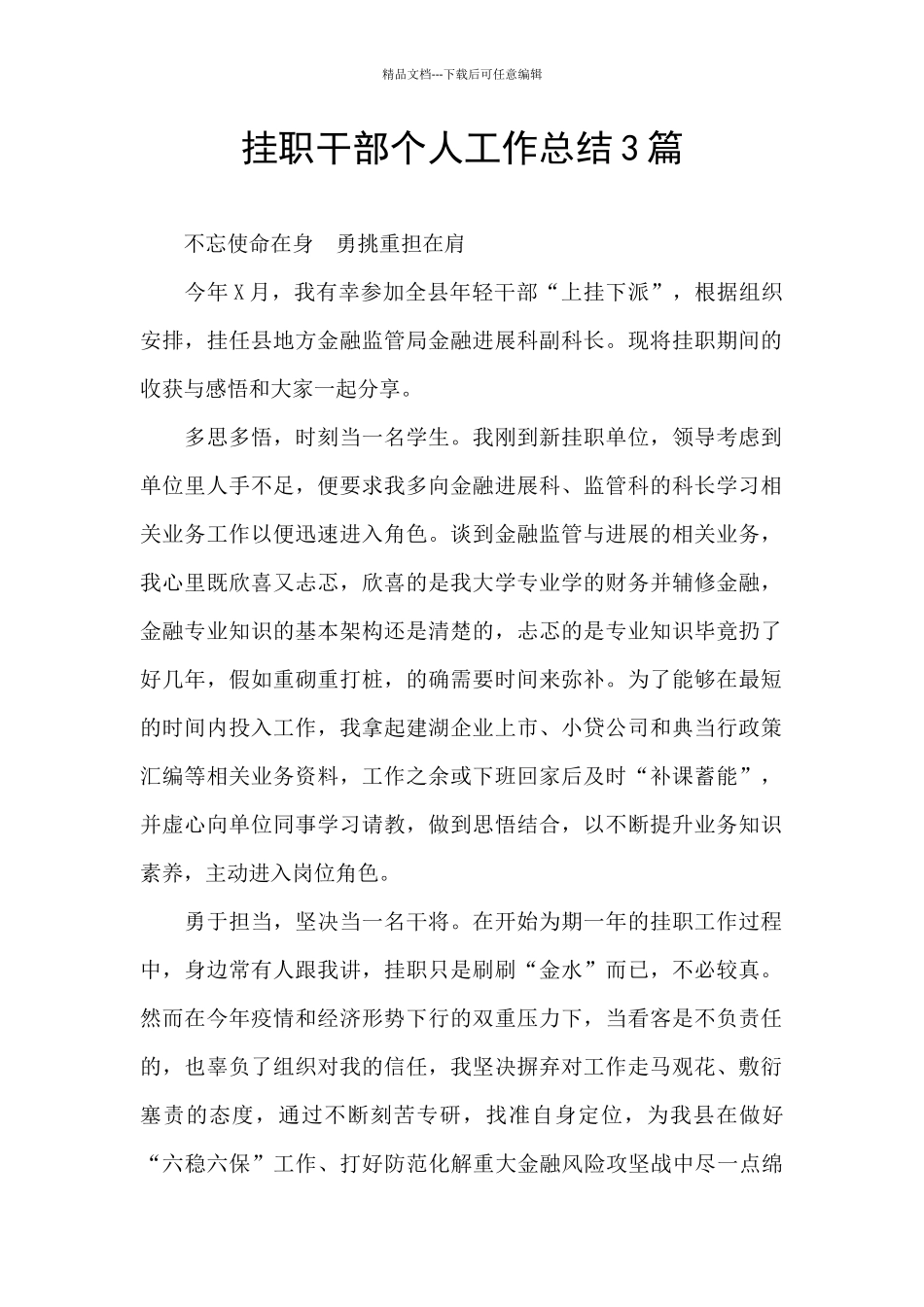 挂职干部个人工作总结3篇_第1页