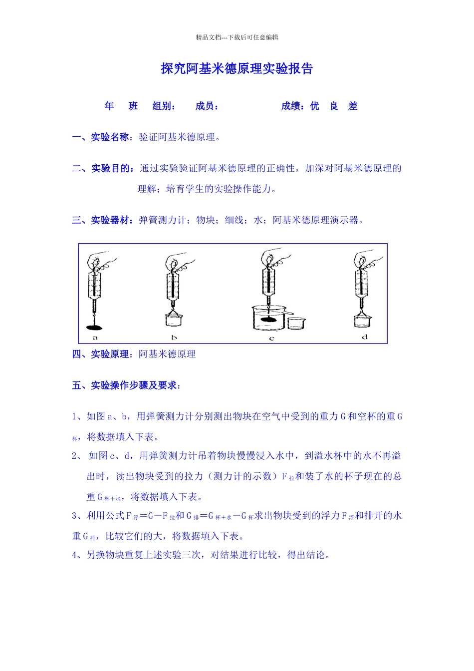 探究阿基米德原理实验报告_第1页