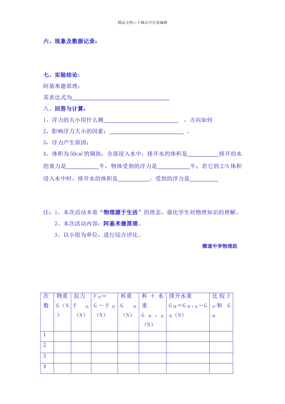 探究阿基米德原理实验报告_第2页