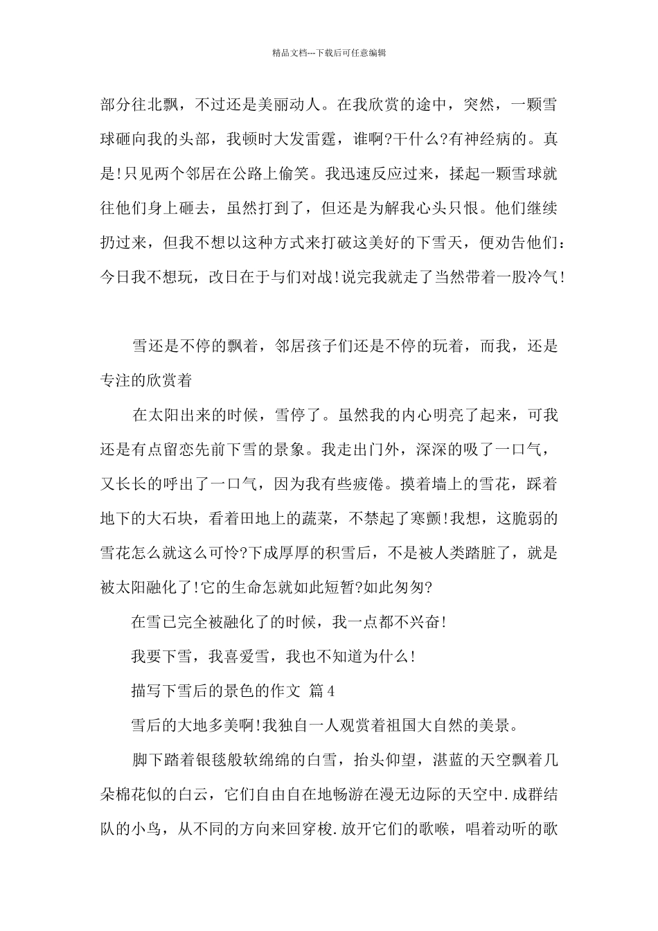 描写下雪后的景色的作文8篇_第3页