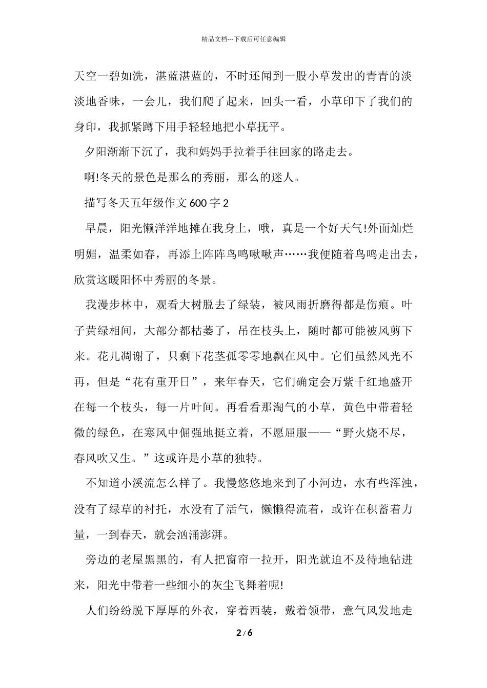描写冬天五年级600字_第2页