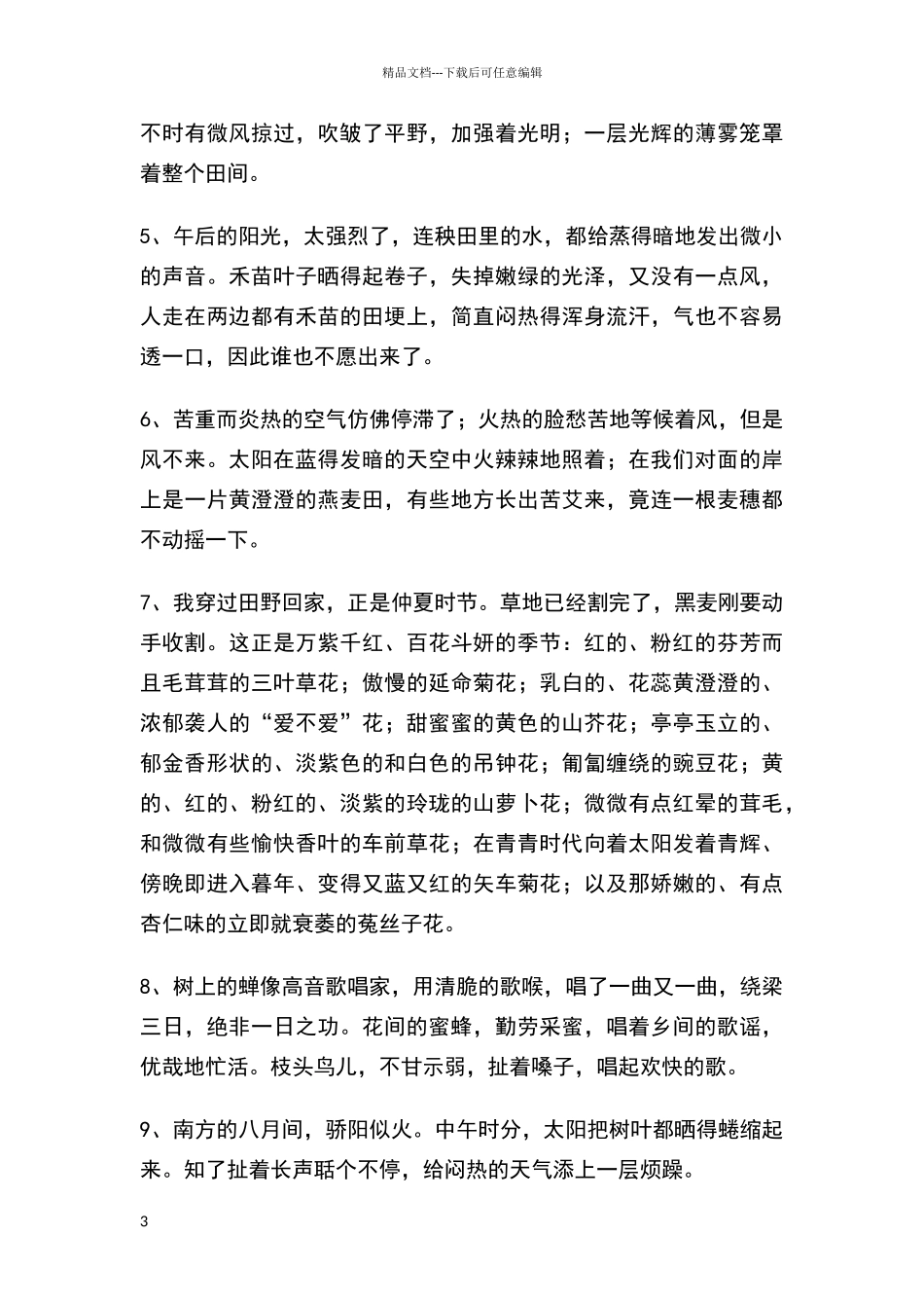 描写夏天到来的好词好句好段_第3页
