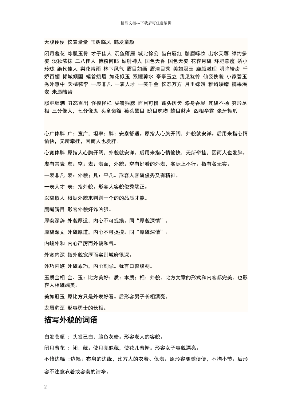 描写外貌词语_第2页