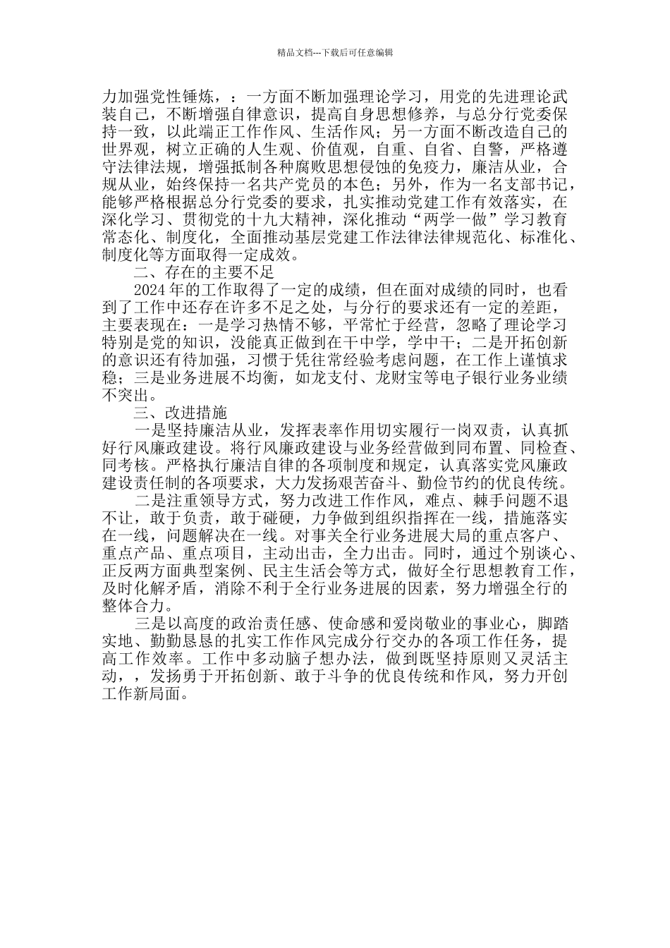 支行负责人述职报告_第2页