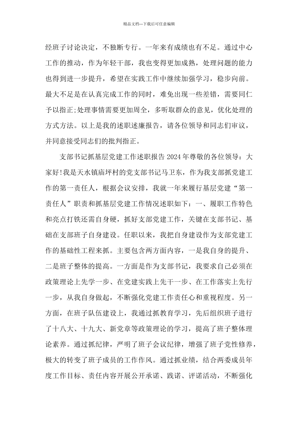 支部书记抓基层党建工作述职报告2024年_第2页