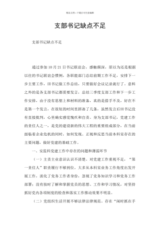 支部书记缺点不足