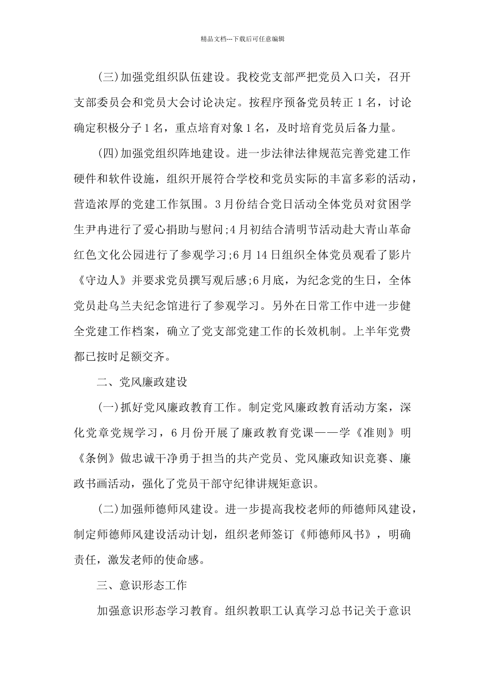 支部工作半年总结2024_第2页