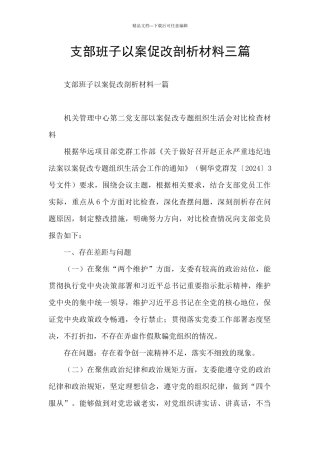 支部班子以案促改剖析材料三篇