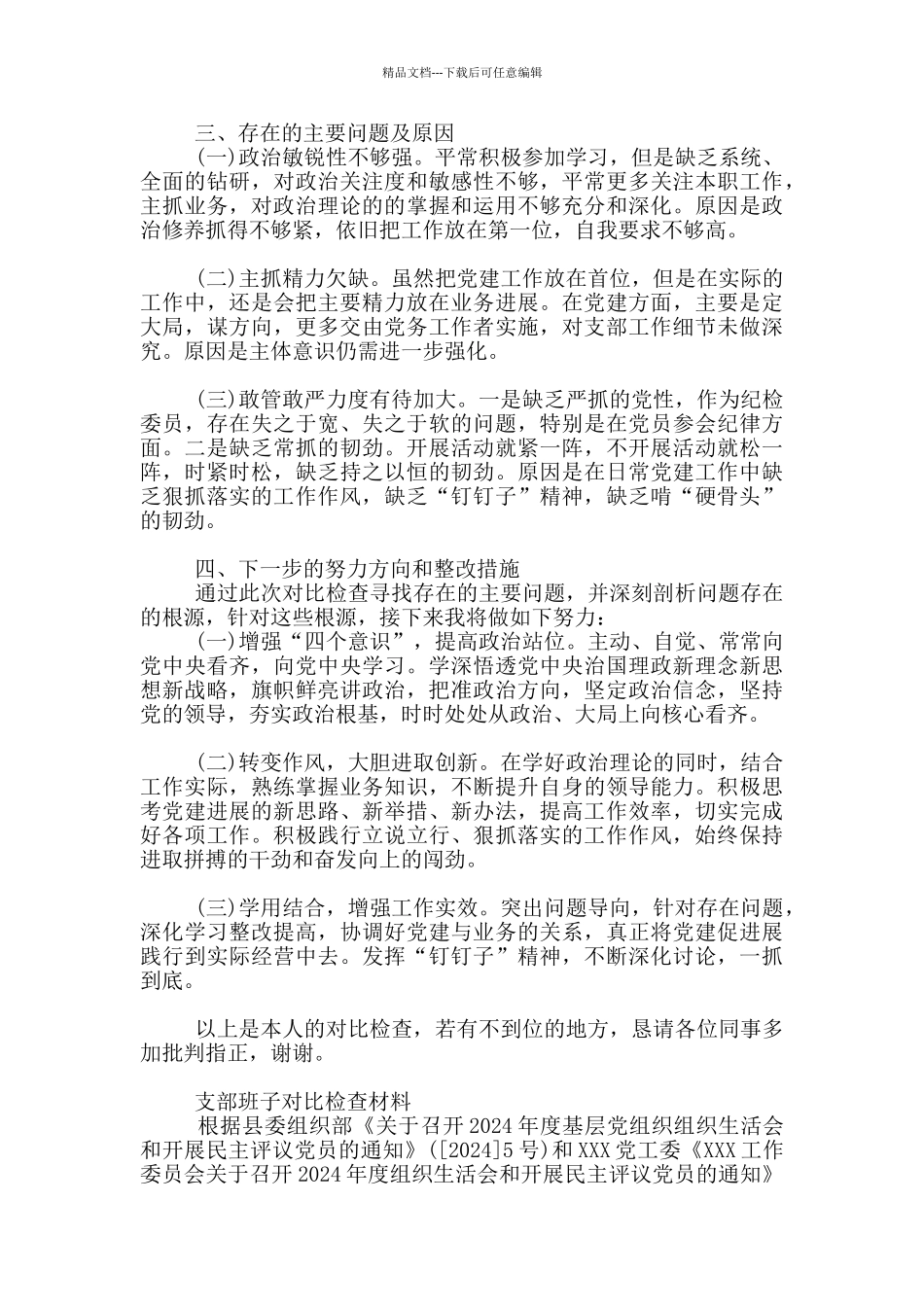 支部班子对照检查材料_第2页