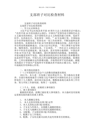 支部班子对照检查材料