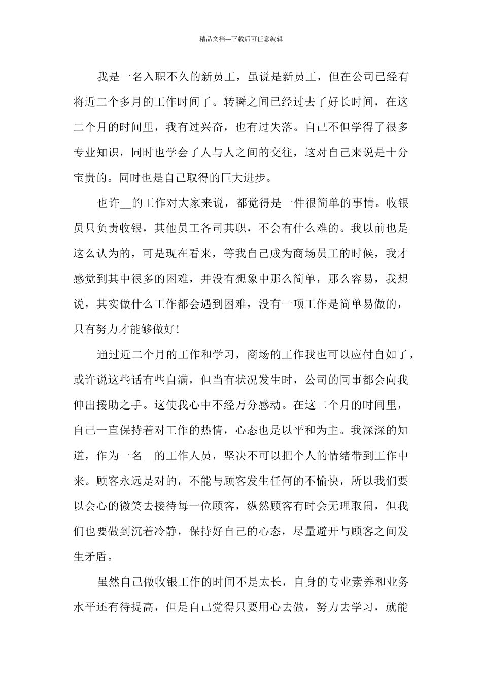 收银员主管工作总结_第3页