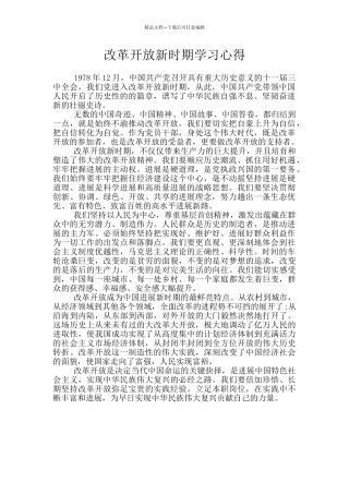 改革开放新时期学习心得