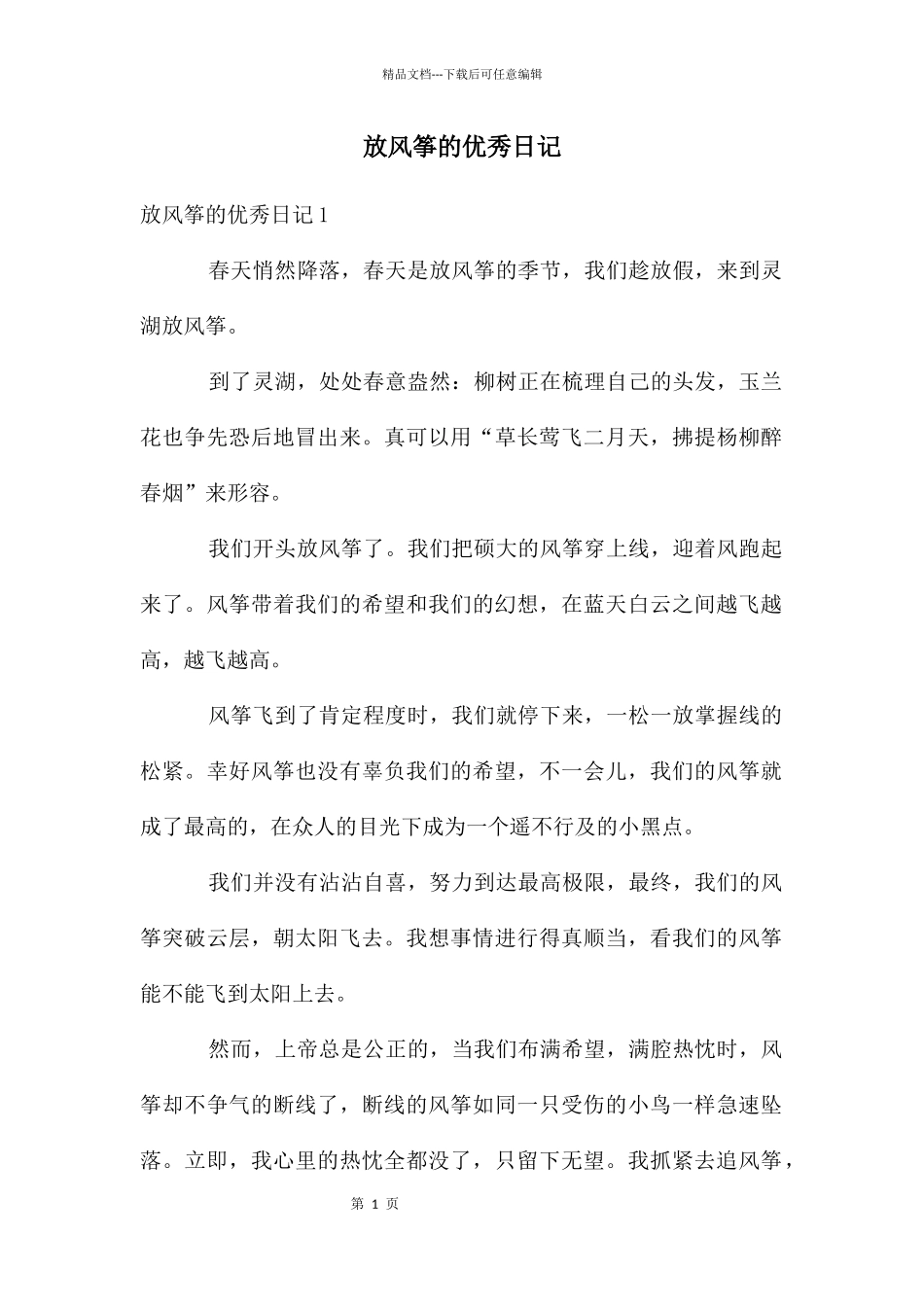 放风筝的优秀日记_第1页