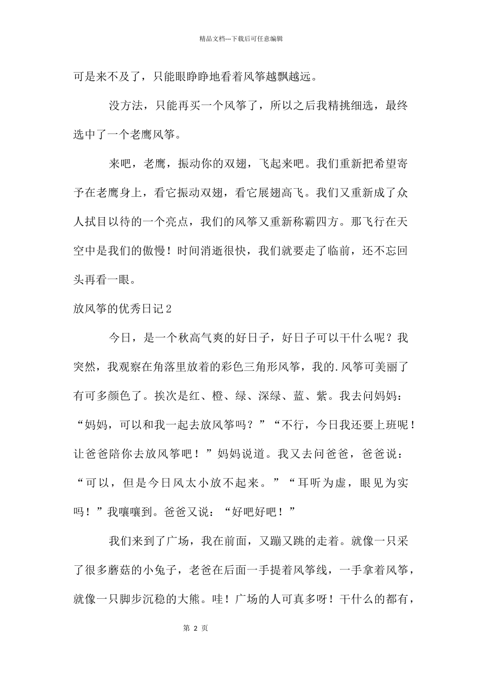 放风筝的优秀日记_第2页