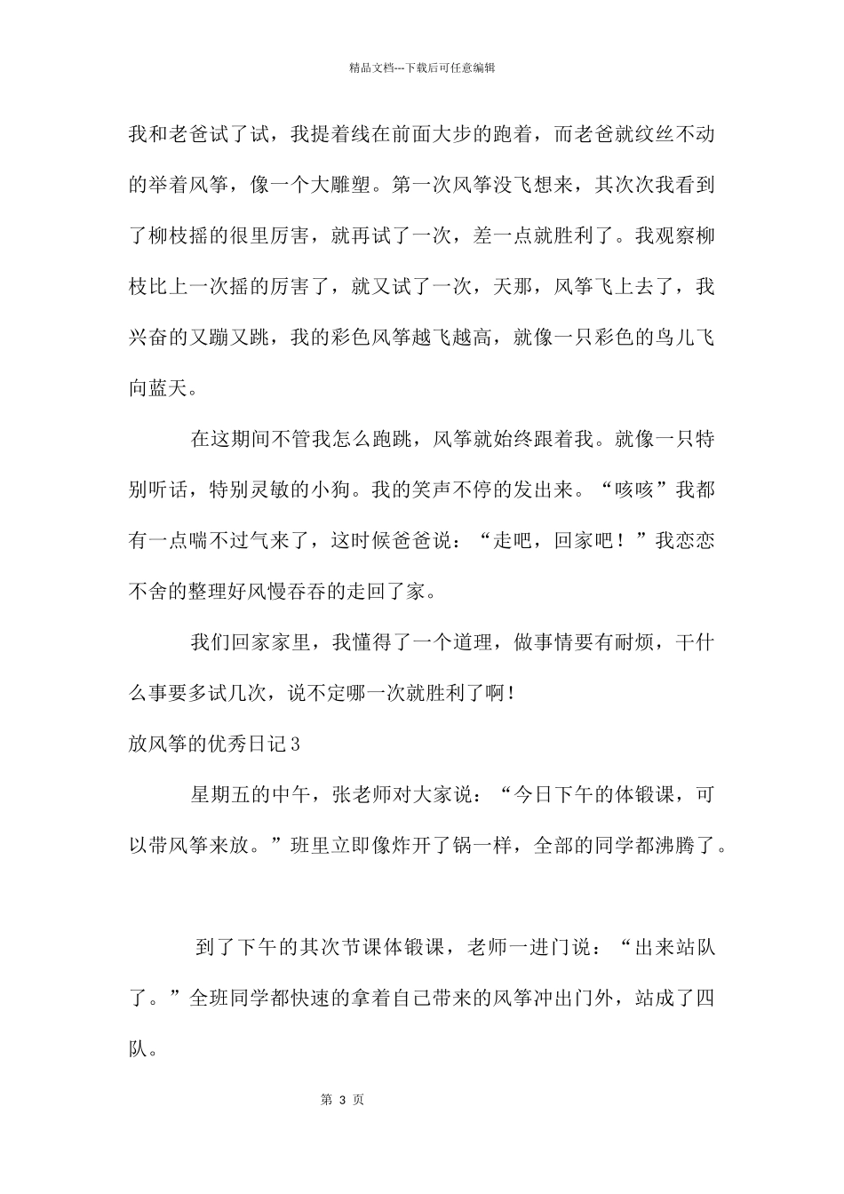 放风筝的优秀日记_第3页