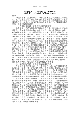 政府个人工作总结范文