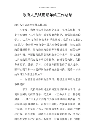 政府人员试用期年终工作总结