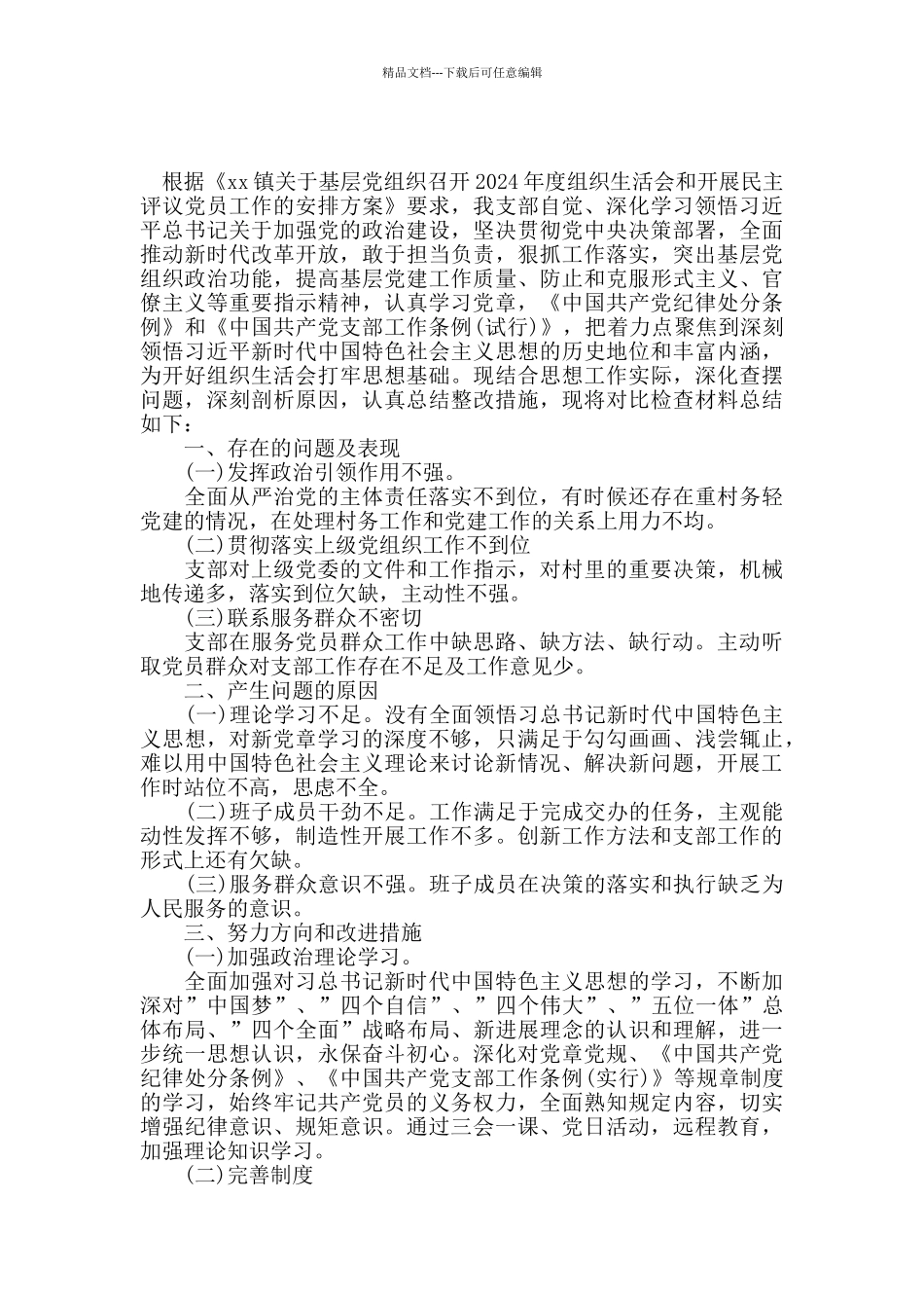 政府办党支部班子组织对照检查材料_第2页