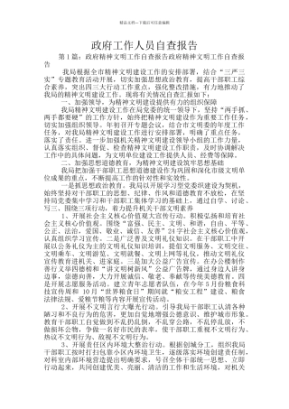 政府工作人员自查报告