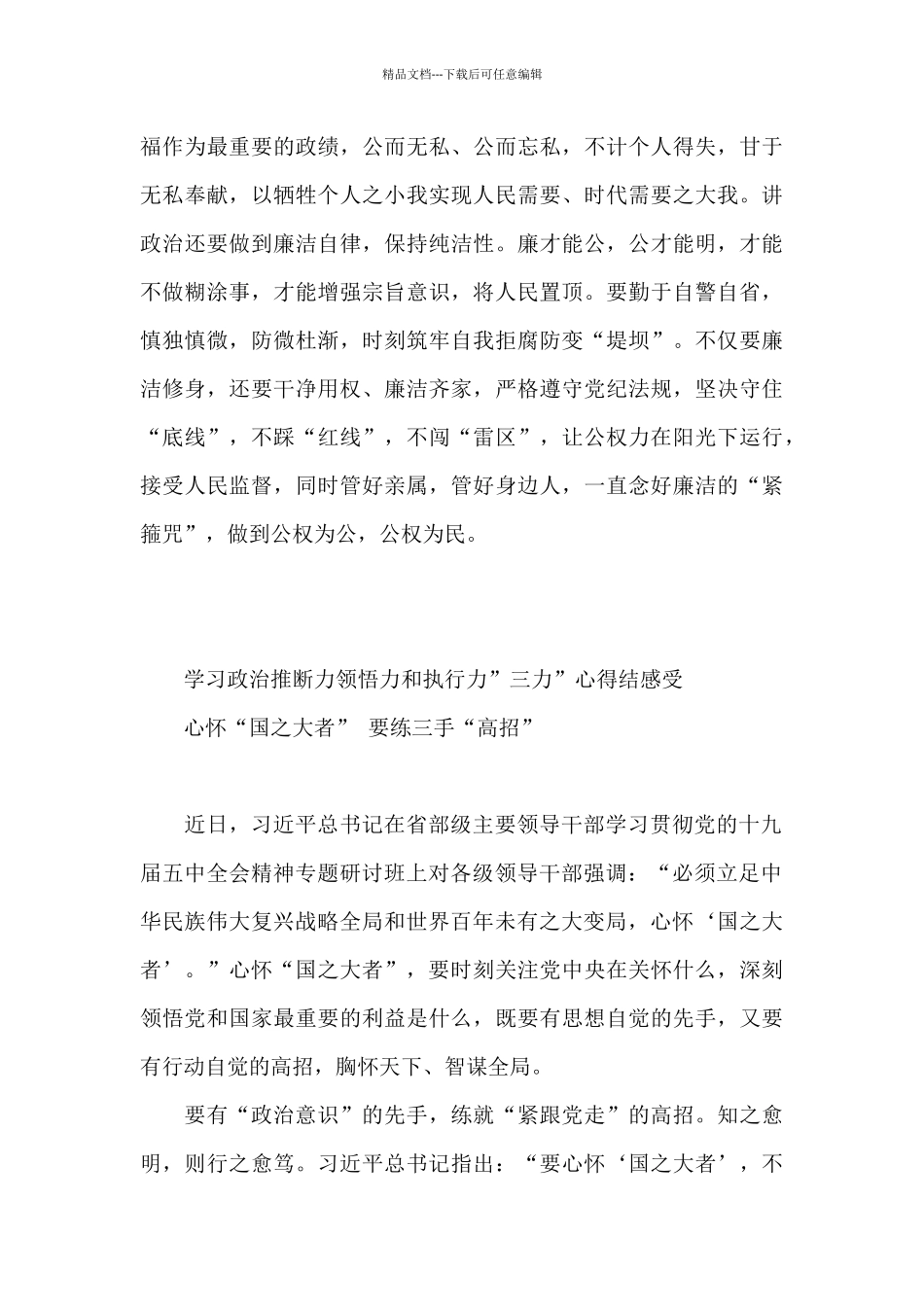 政治判断力、领悟力、执行力心得体会5篇_第3页