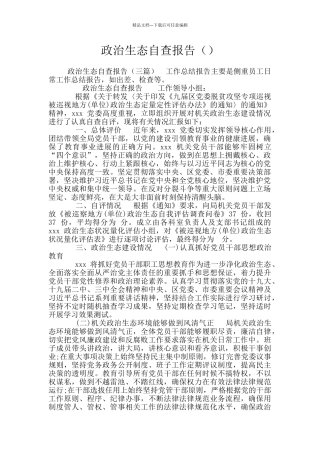 政治生态自查报告