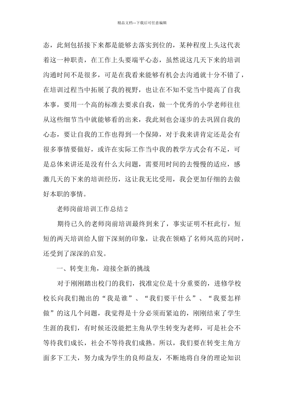 教师岗前培训工作总结_第2页