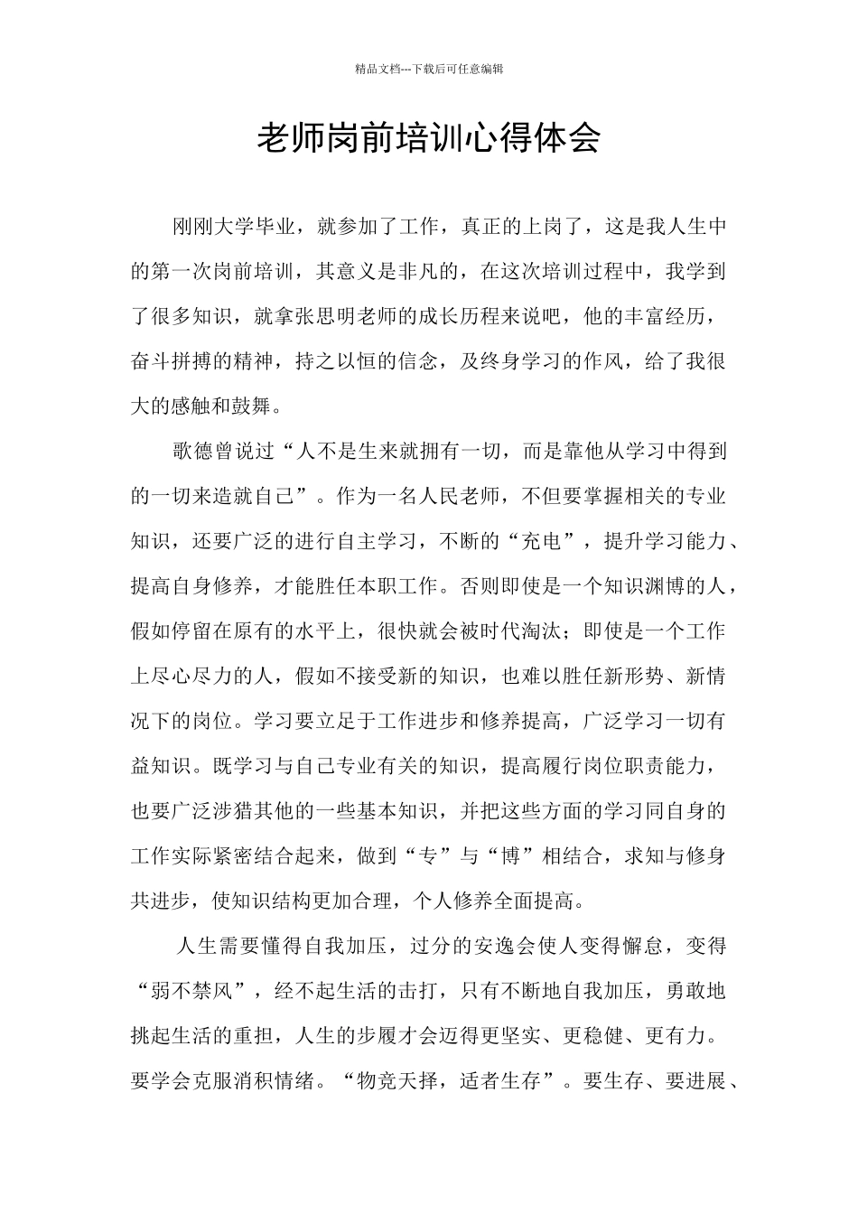 教师岗前培训心得体会_第1页