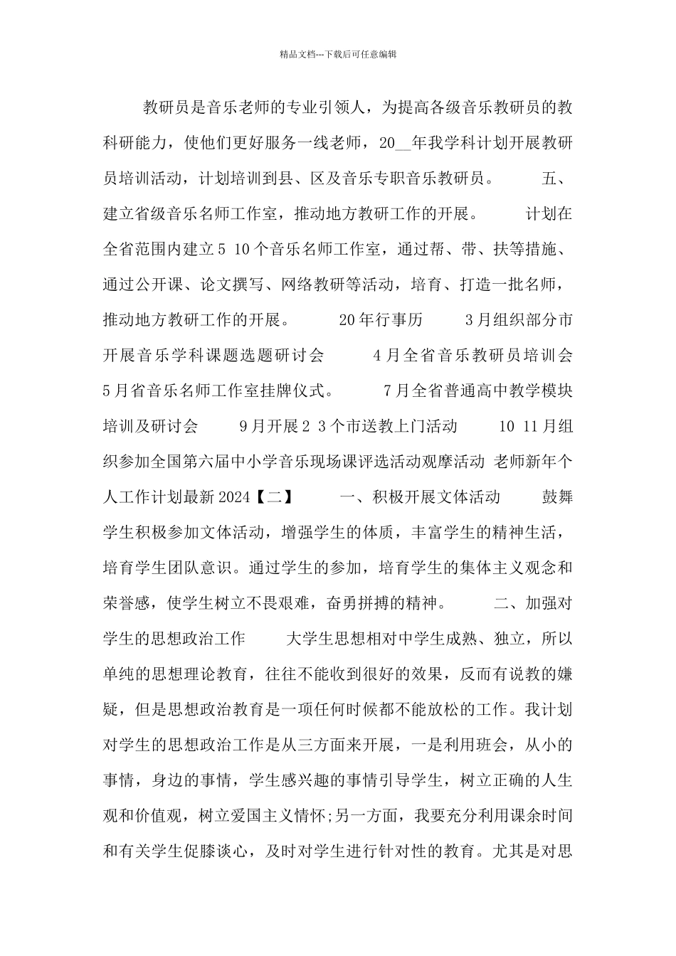 教师新年个人工作计划最新2024范本汇编_第2页